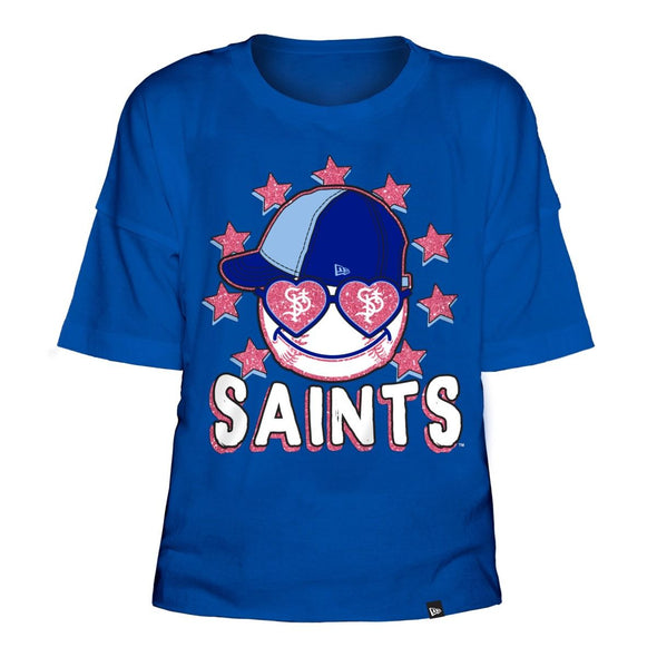 Saints New Era Sparkle Baseball Youth Cropped T-Shirt