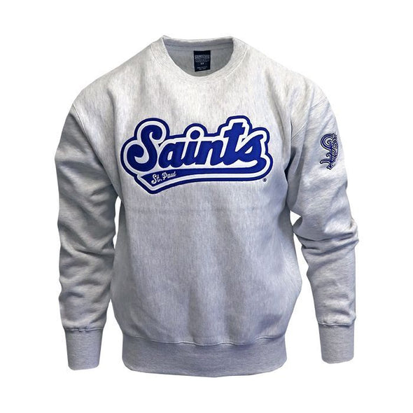 Gray Saints Tackle Twill Script Logo Crew