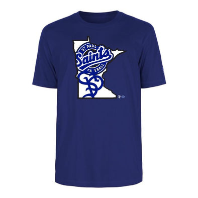 Saints New Era Royal Minnesota State Applique T-shirt